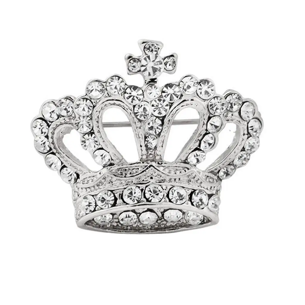 Fashion Crystal Victoria King Queen Crown Brooch Pin Wedding
