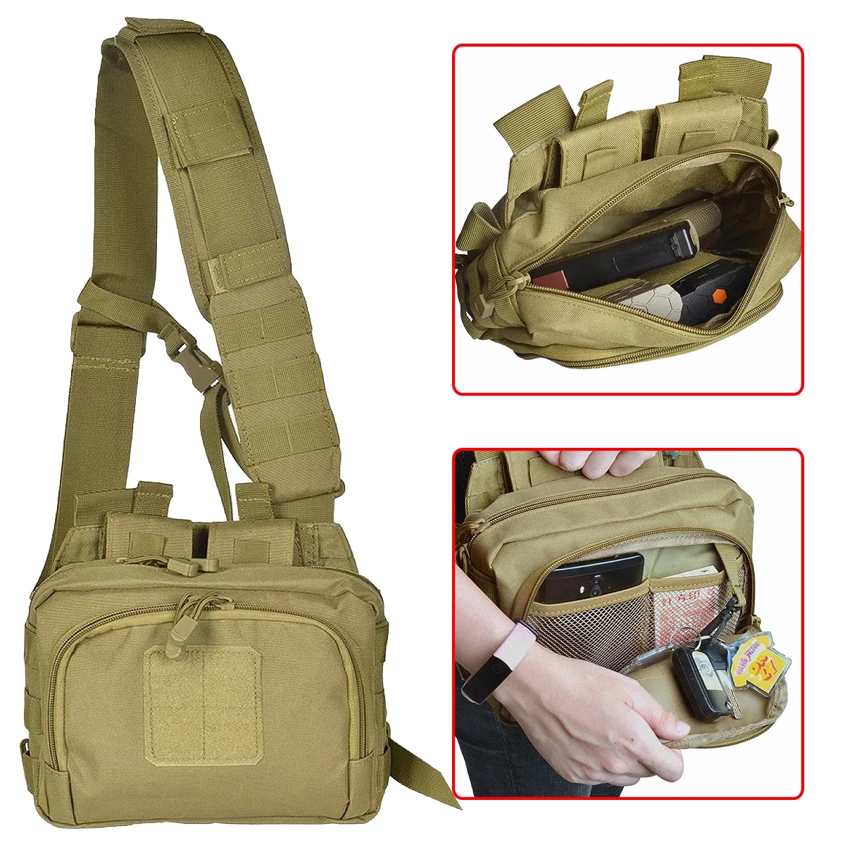 Tactical 2 Banger Bag Messenger Range Bags Carryall AR M4 Magazine Pouch Crossbody Shooting Hunting Gear Nylon Pistol Glock Bag