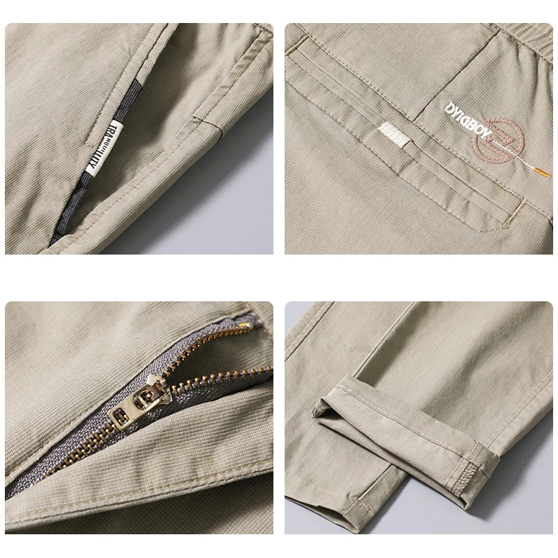 سراويل قطنية رفيعة كاجوال للرجال ، سراويل عمل ضيقة مرنة ناعمة ، أسود ، أخضر ، كاكي ، موضة كورية ، ربيع ، صيف