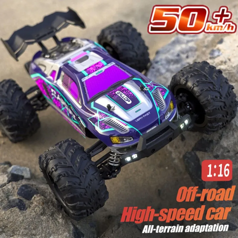 2024 RC Car High Speed Carbon Brush Full Scale Off-Road Truck With LED 1/16 Wheel  Remote Control Drift Racing Rock Tracked Car