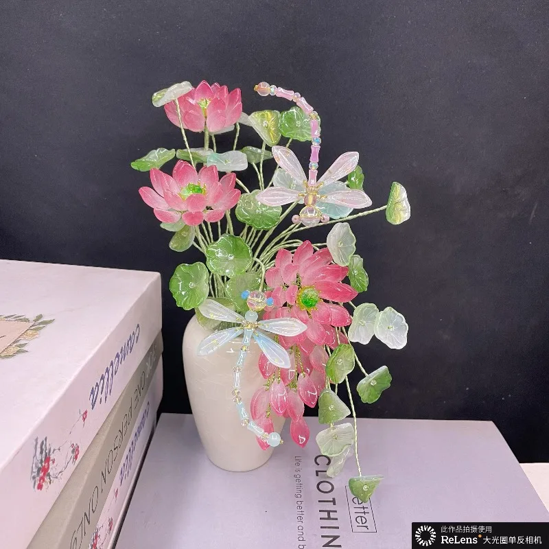 Pure handmade glazed lotus potted plants, home improvement, living room dining table, high-end jewelry, light luxury, simple pas