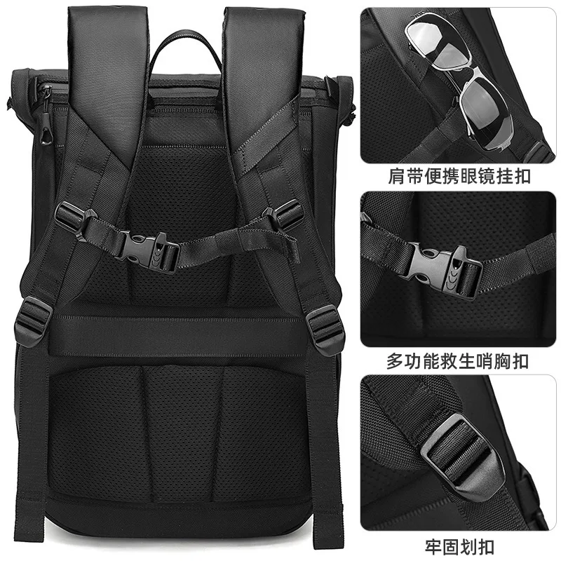 Dual-shoulder bag - waterproof business roll-top expansion large-capacity computer bag - fashionable and casual backpack