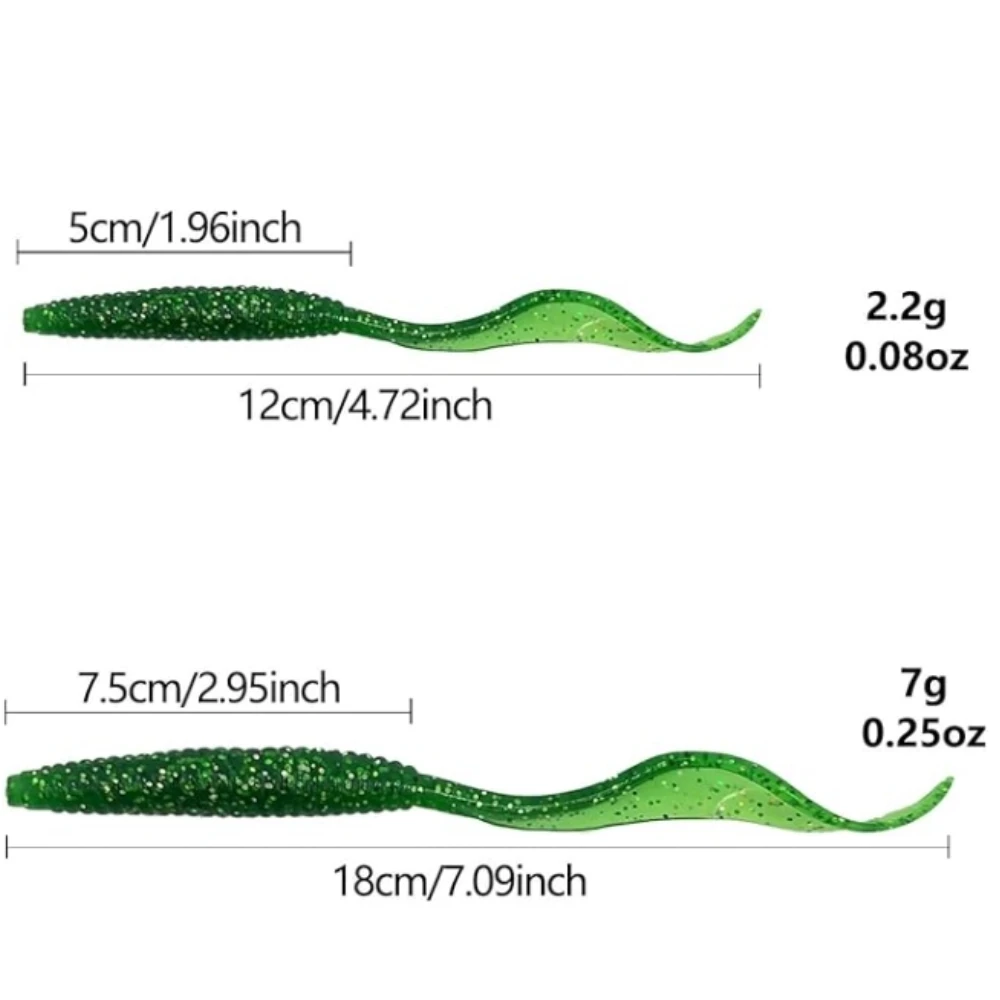 12pcs Long Tail Fishing Lure Screw Thread
