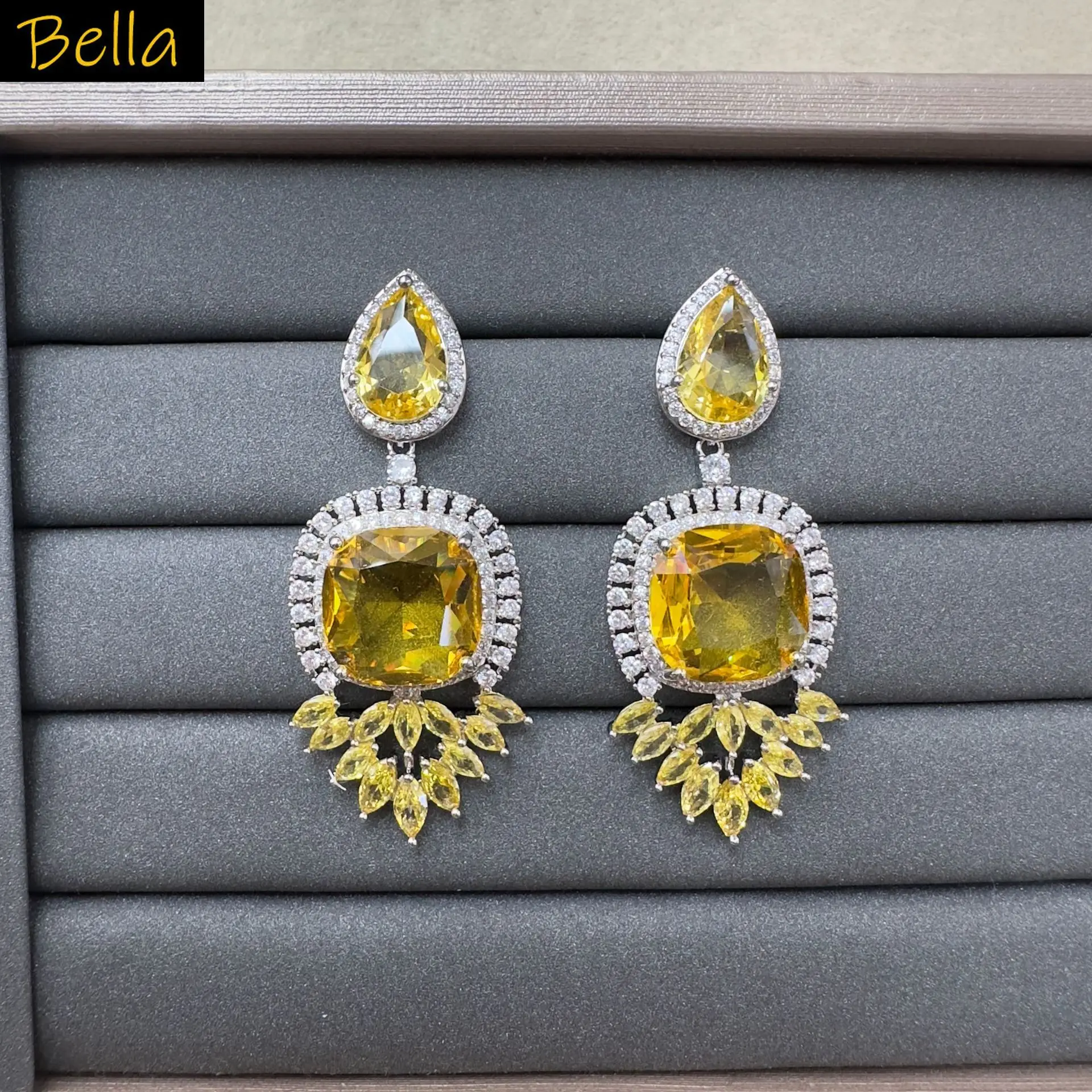 

red green yellow earrings squre block dangling jewelry women dinner party daily wear cute earrings gift