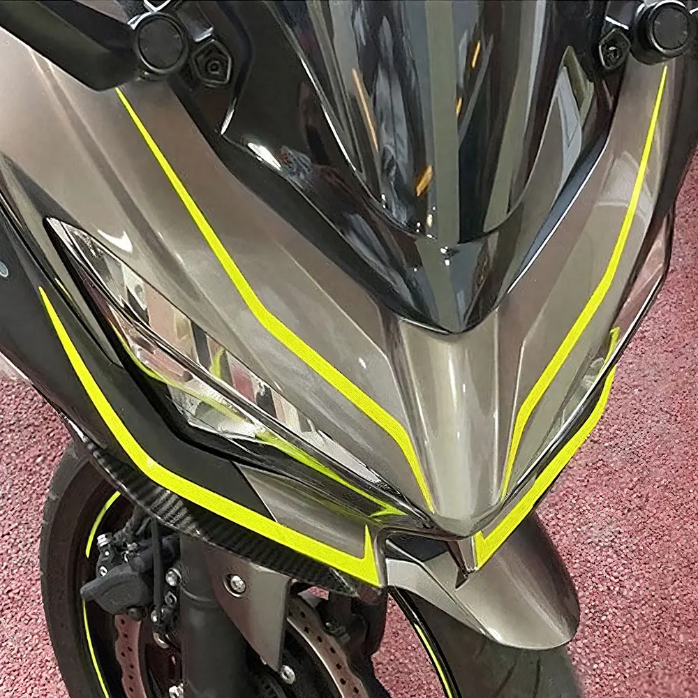 

4pcs Motorcycle Headlight Warning Sticker Reflective Decoration Stripe Motorbike Accessories for Kawasaki Ninja NINJA400 H2 H2SX