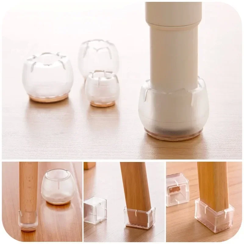 24Pcs Furniture Legs Silicone Rectangle Square Round Chair Leg Caps Feet Pads Furniture Table Covers Wood Floor Protectors