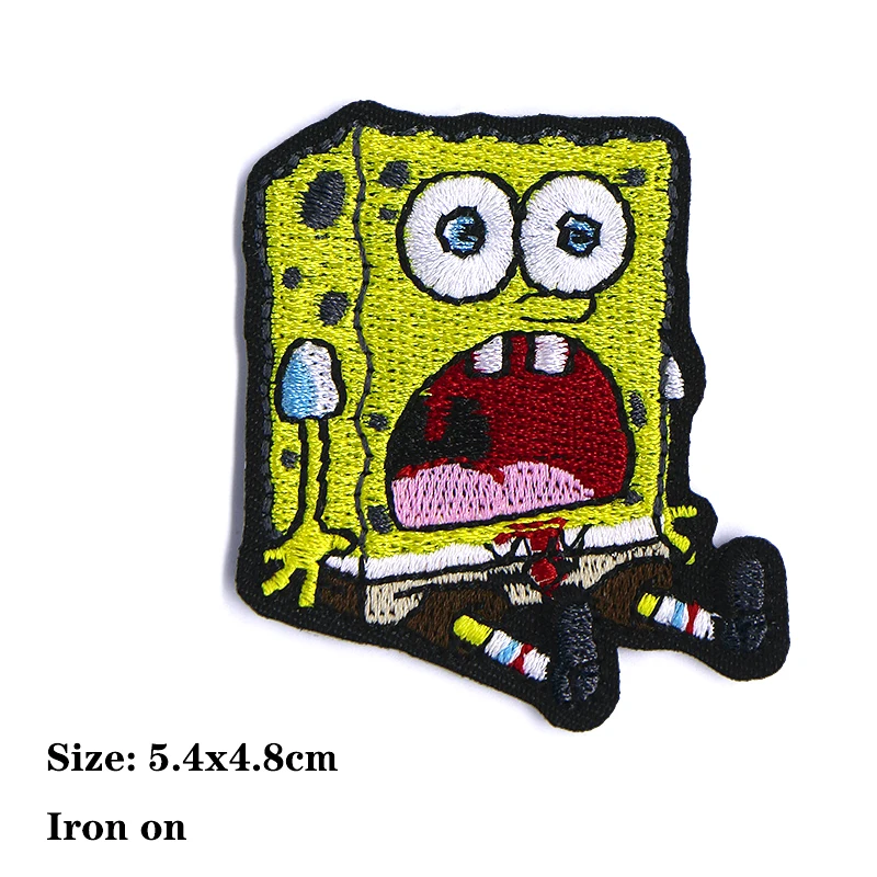 SpongeBob SquarePants Patrick Star Icon borduurwerk stoffen patches voor kleding DIY opstrijkbare patch op de stickers