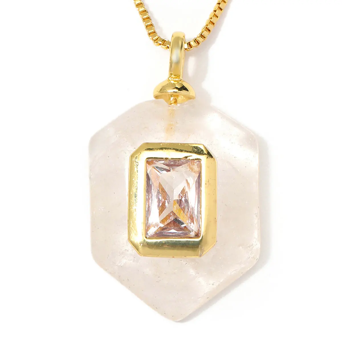 3pcs/Lot Copper Natural Stone Diamond Shaped DIY Charms Zircon Square Necklace Pendants Woman Zircon Evil Eye Star Jewelry