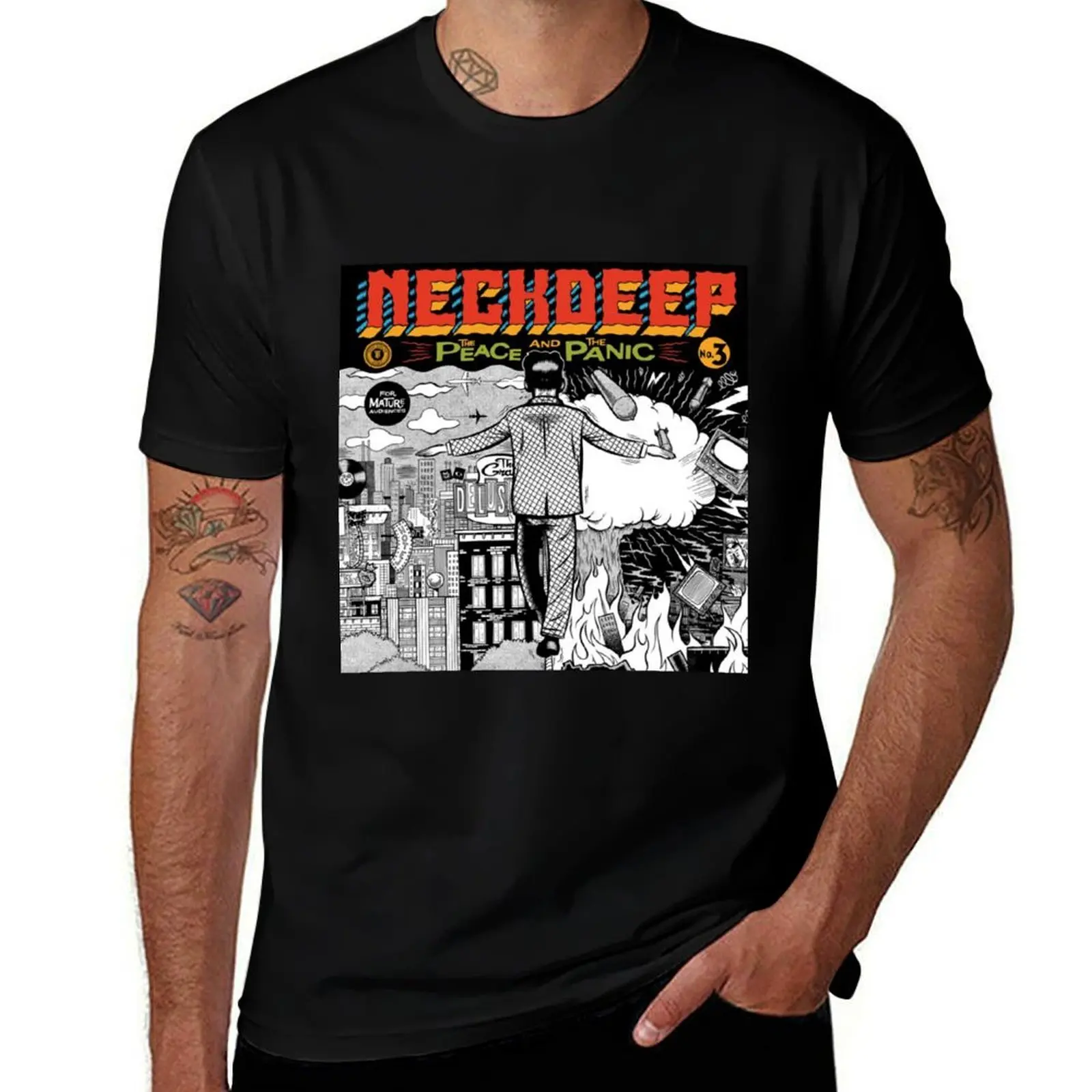 peace and the panic T-Shirt Casual Fashion Short Sleeve Cotton T-Shirt