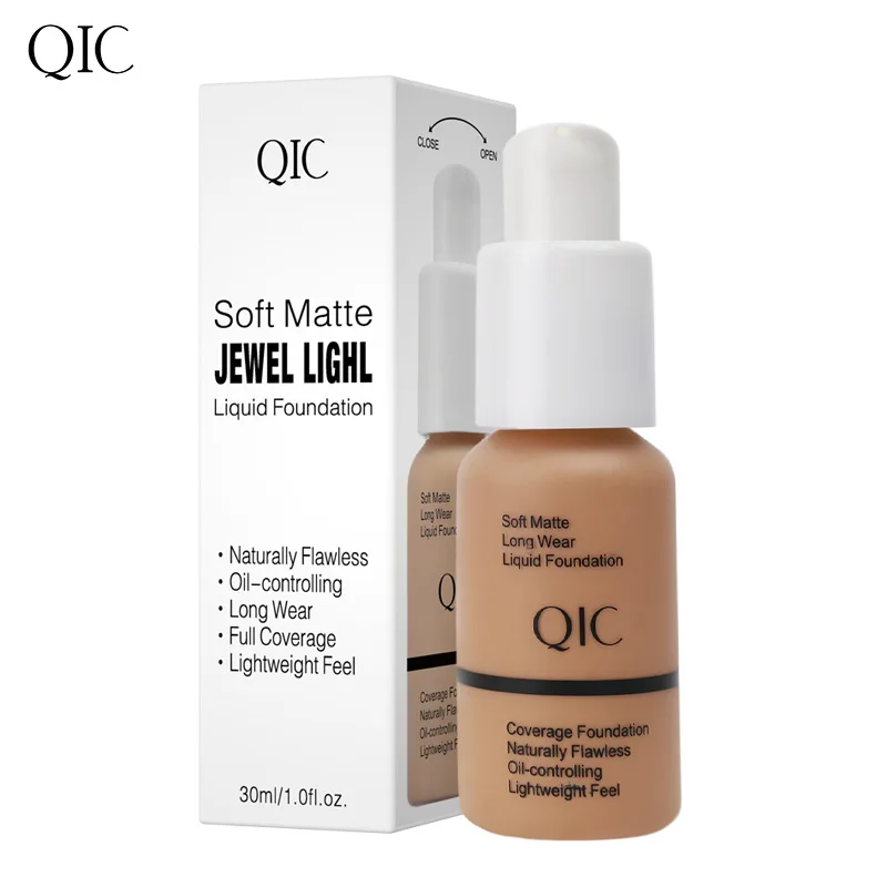 QIC Soft Matte JEWEL LIGHL Liquid Foundation Brightens Moisturizes and Controls Oil Fit Wheat Makeup BB Cream Concealer Cream