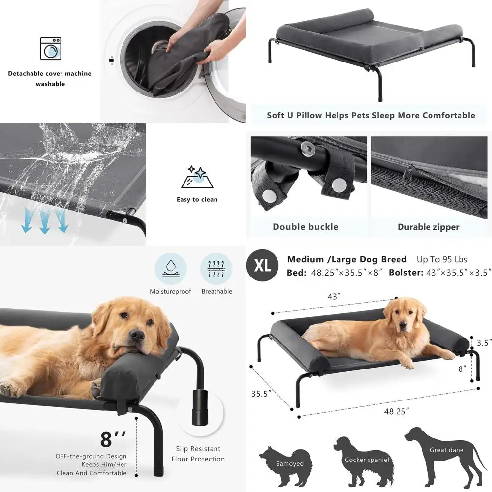 

Охлаждающая приподнятая кровать для больших собак, портативная приподнятая кровать для собак в помещении и на открытом воздухе с дышащей сеткой, жевательный гамак для домашних животных C