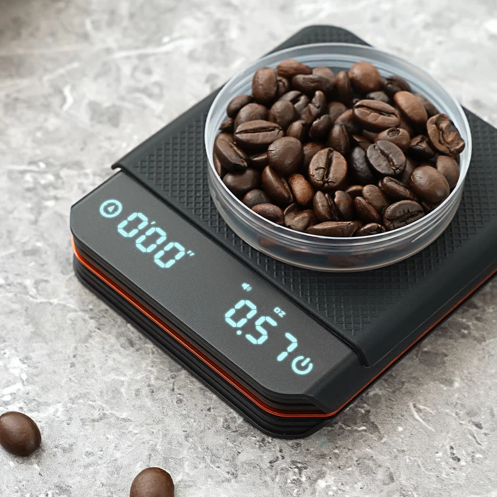Portable Mini Digital Coffee Scale 2kg1g Rechargeable High Precision LED Kitchen Scale with Timer Suitable for Hand Pour Coffee