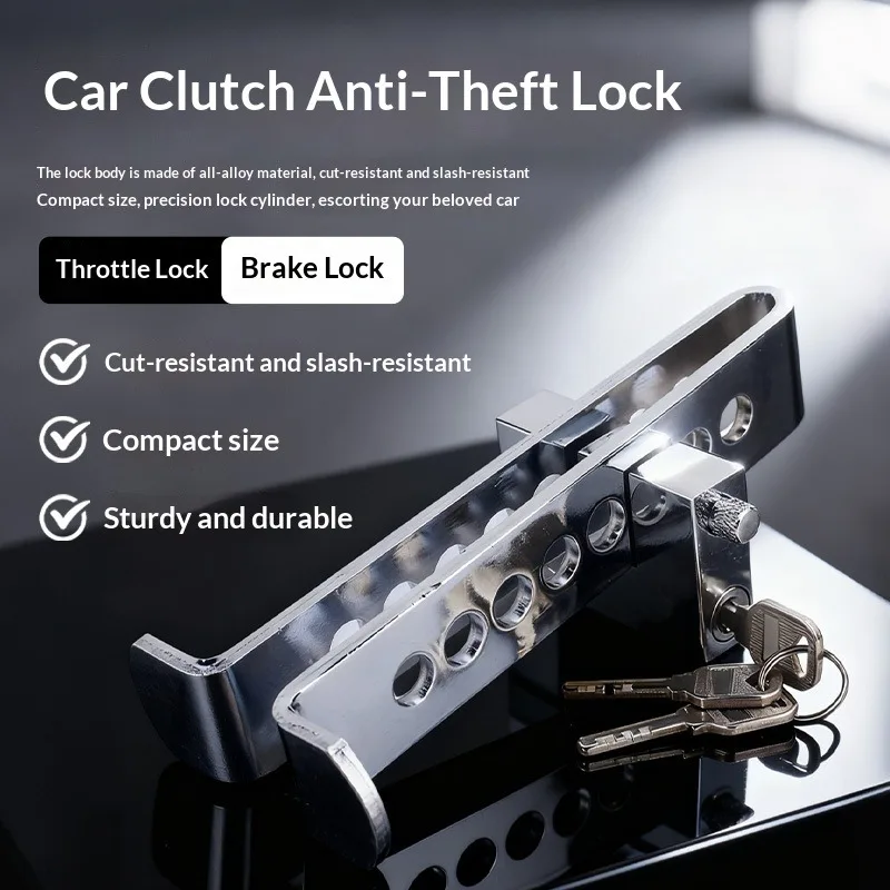 1Pc Car Anti‑Theft Pedal Lock Heavy‑Duty Security Lock for Clutch Brake Accelerator Throttle Pedal for Sedan Vehicle