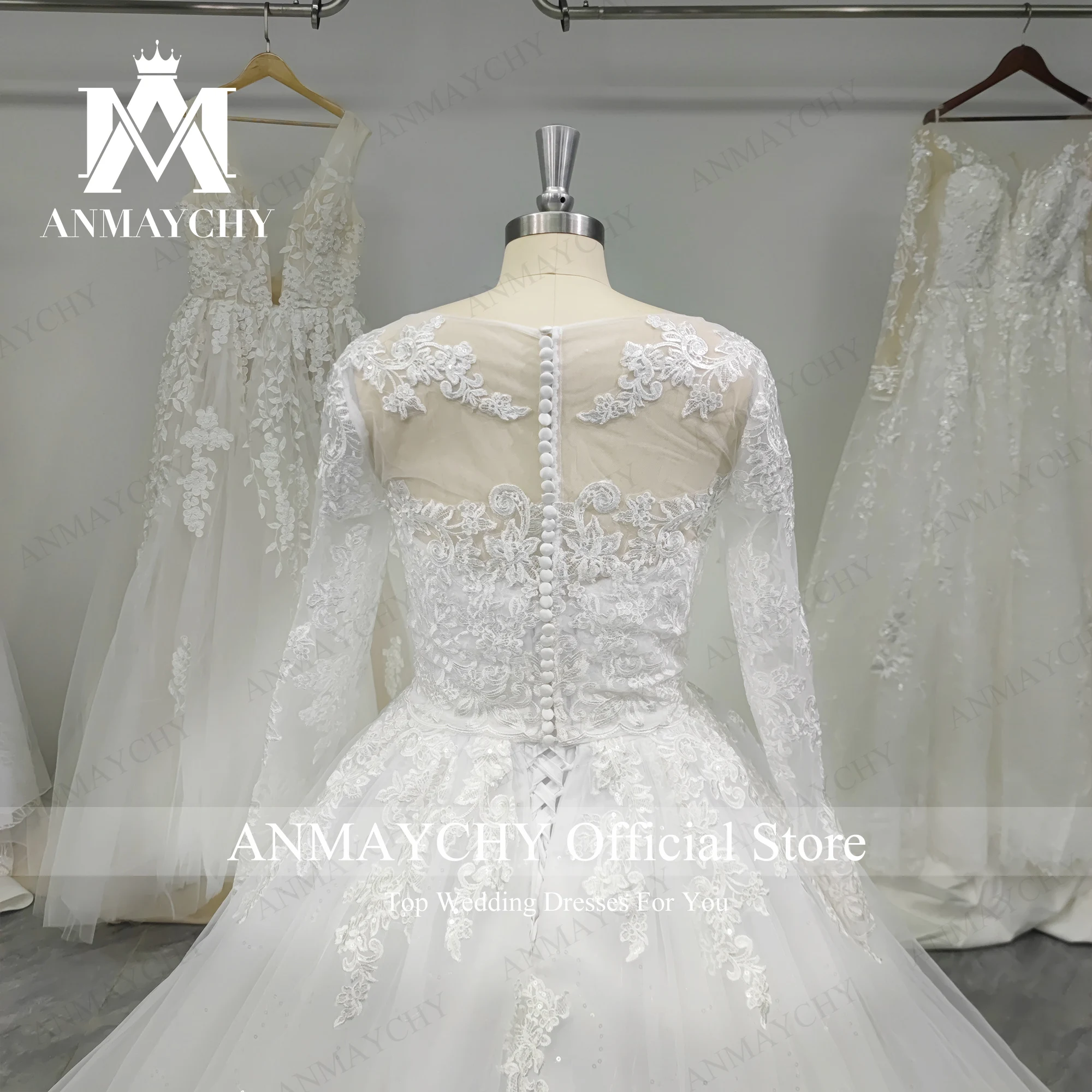 ANMAYCHY Strapless Wedding Dresses 2022 Modern Strapless With Jacket Long Sleeve Appliques A-Line Wedding Gown Vestidos De Novia