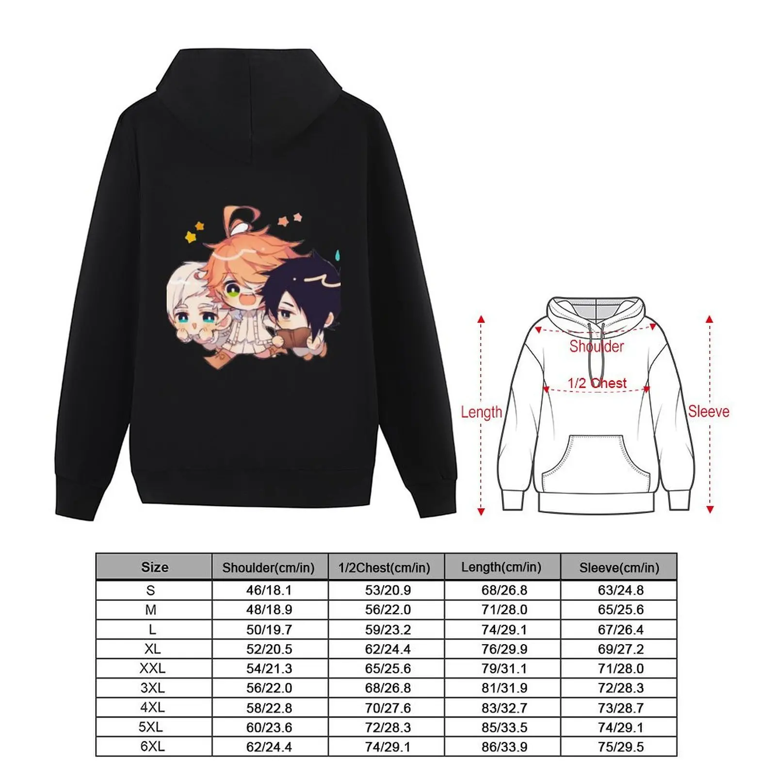 وعد نيفرلاند، تشيبي راي إيما نورمان هوديي ملابس الخريف الرجالية الملابس الكورية الملابس الجمالية اليابانية هوديي