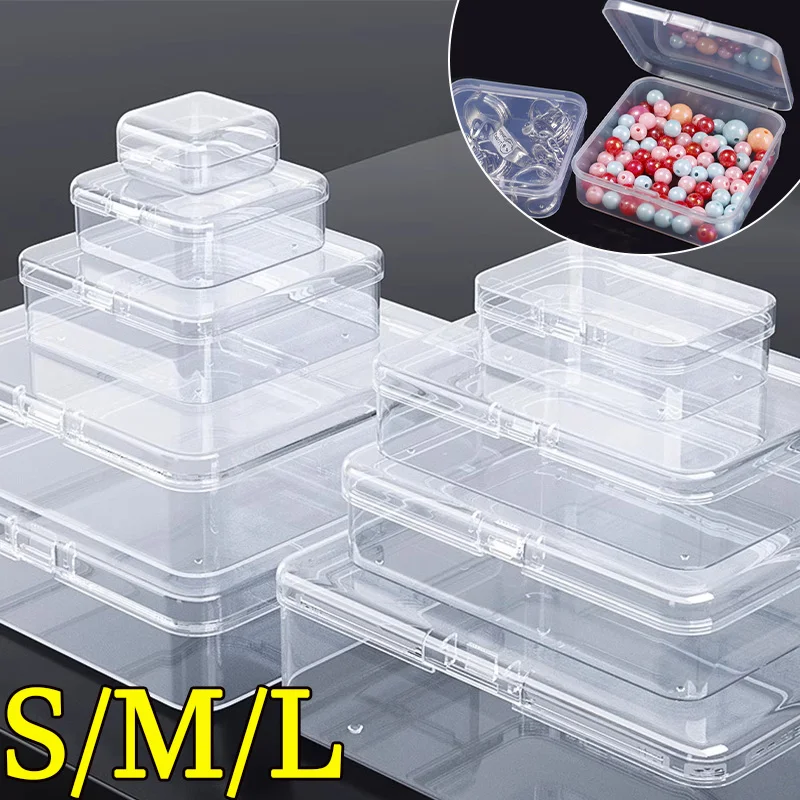 New S/L/M Transparent Rectangular Plastic Storage Box Visual Easy Access Boxes Square PP Plastic Packaging Box Jewelry Organizer