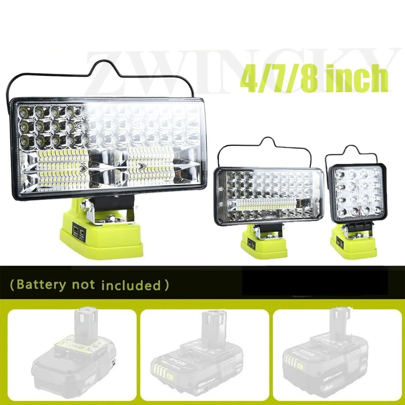 For Ryobi 18V Lithium Battery P107 P108 P109 LED Working Lights Portable Lanterns Camping Lamp Torch Flashlights Spotlights