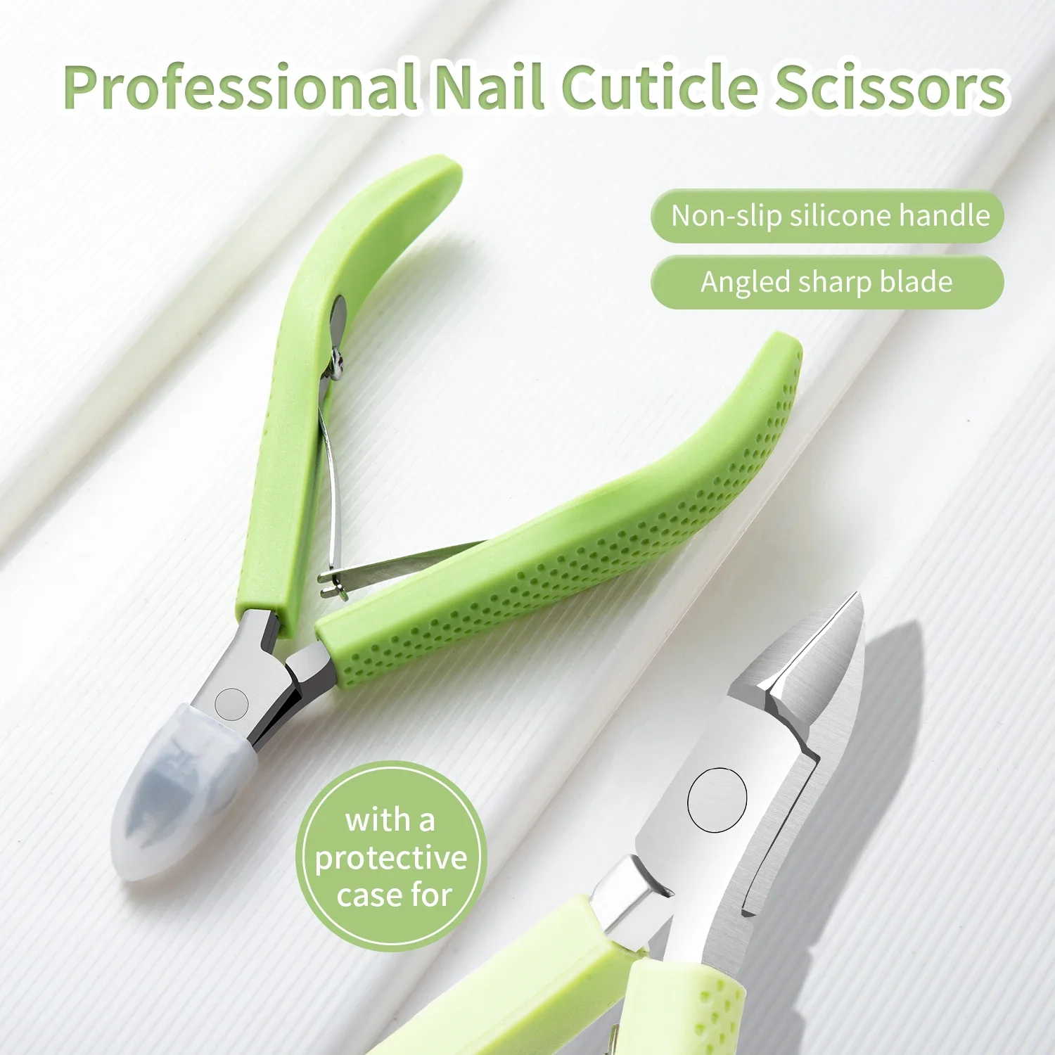 

1pc Silicone Handle Nail Cuticle Scissors Manicure Remover Dead Skin Nippers Stainless Steel Cuticle Cutters Fingernail Clipper