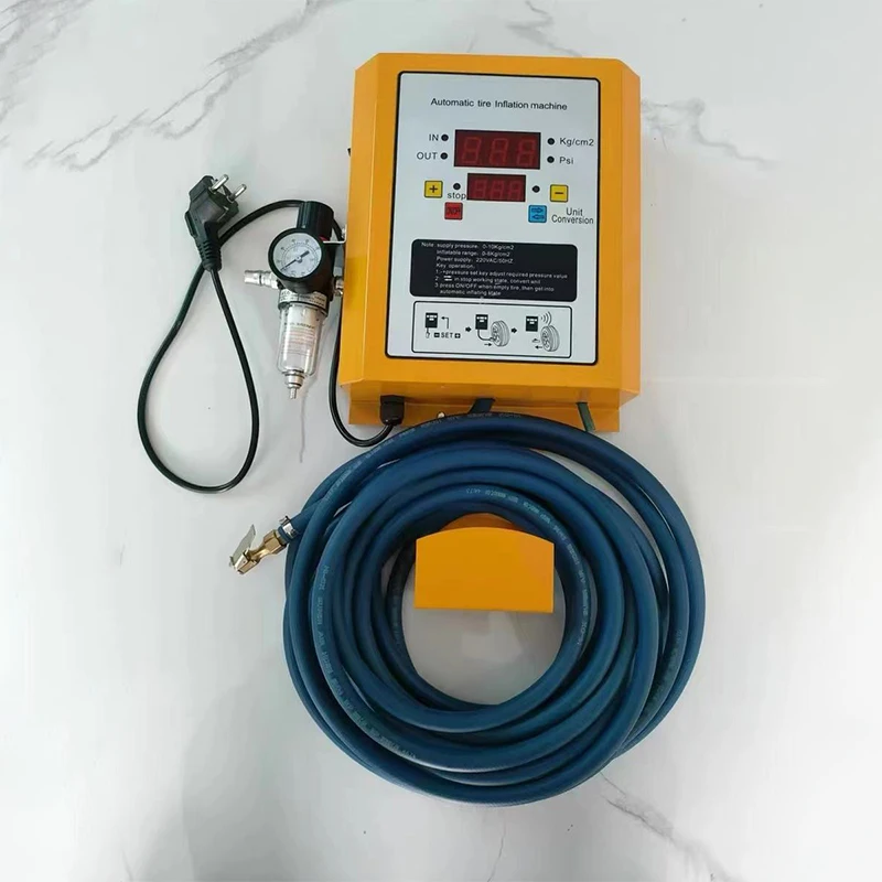 Hot Sale Automatic Digital Tire Inflator Simple Wall Mounted Metal Air Compressor Pressure Monitor 50-100Psi Yellow for