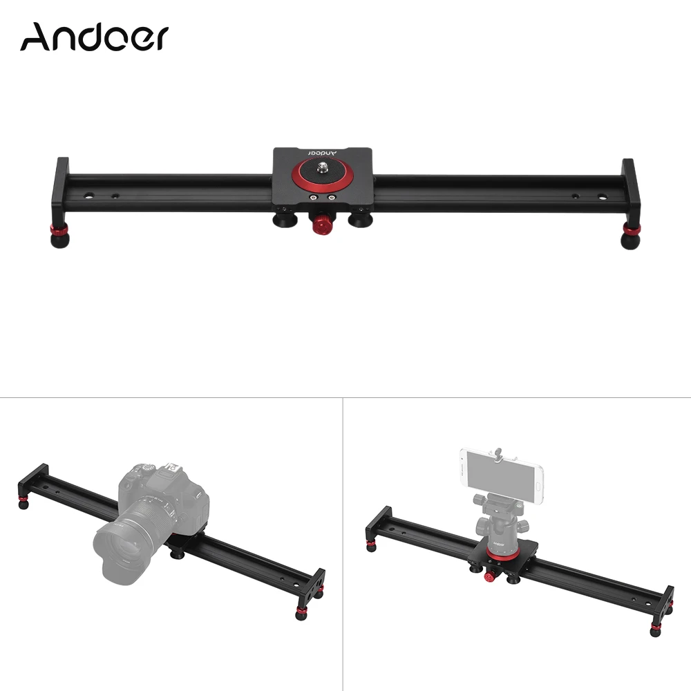 Andoer 50cm/20inch Aluminum Alloy Camera Track Slider Video Stabilizer Rail for DSLR Camera Camcorder DV Film Photography