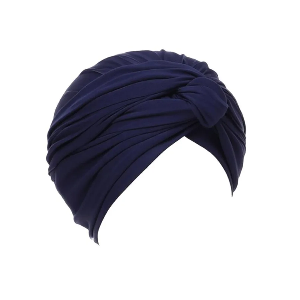 

Comfortable Vintage Hijab Caps Elastic Soft Polyester Twist Knot Turban Hat Wrap Style Breathable Cancer Chemo Hat Hair Loss