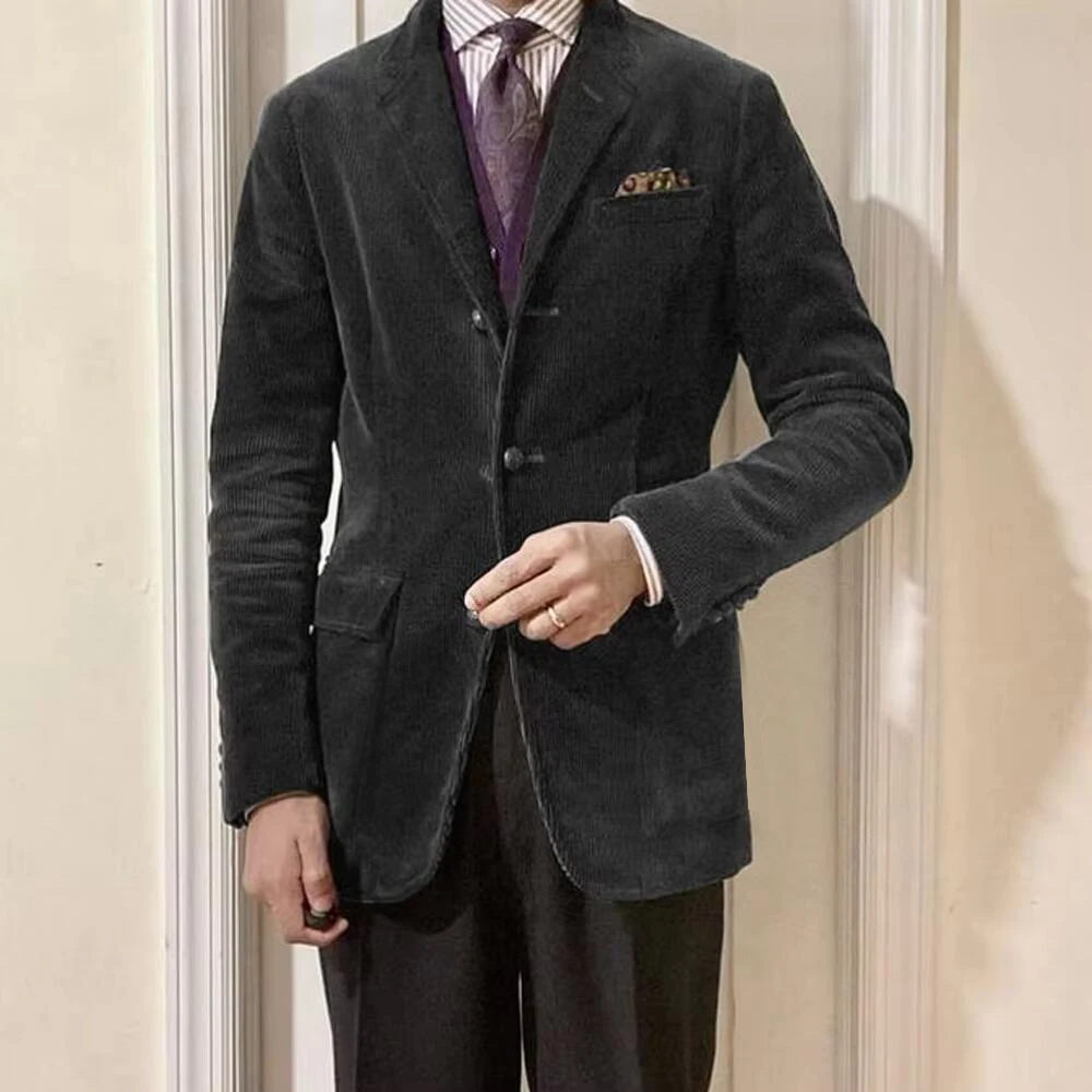 Giacca da uomo in velluto a coste autunno inverno blazer casual elegante britannico italiano tasca con bottoni cappotto formale confortevole 2026 nuovo stile