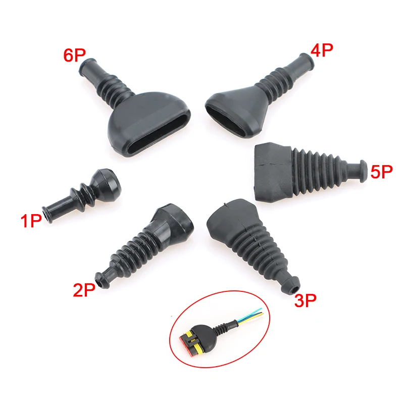 1/2/3/4/5/6 Pin Waterproof Automotive Wire Cover Rubber Boot Cap For Amp Tyco Connector Series