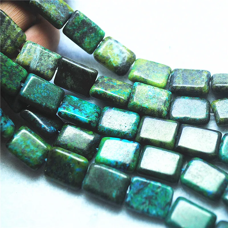 26PCS New Dyed Colors Of Chrysocolla Stone Bead 12X16MM Rectangle Shape DIY Jewelry For Women NECKLACE Making Accessories