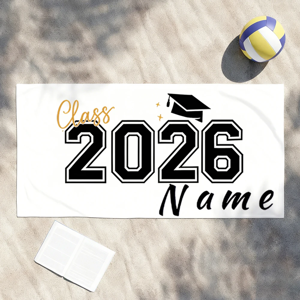 

Personalized Custom Graduation Beach Towel Class of 2026 Towel Custom Name Grad Towel