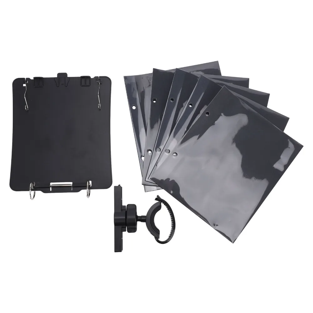 Premium Plastic Sheet Music Holder Black With 5 Page Music Sheet Folders Music Flip Folder Portable Music Stand For Performances