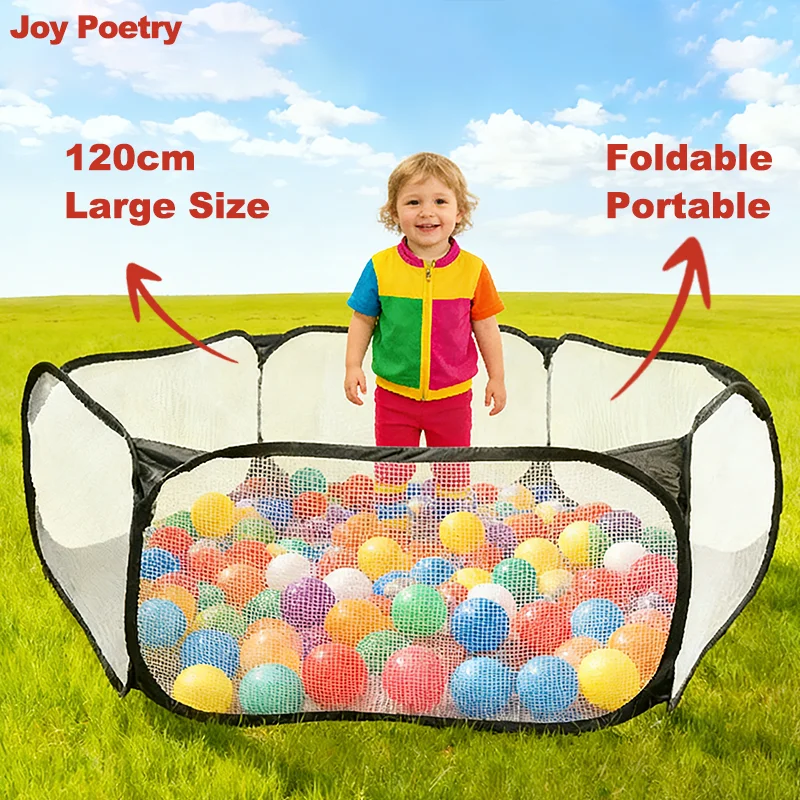 120cm Hexagon Children Ball Pool Mesh Fence Tent Portable Foldable Versatile Kid Playground Indoor Yard Garden Baby Game Playpen