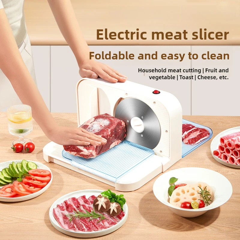Electric Frozen Meat Slicer Household Portable Mini Meat Cutting Machine For Hot Pot Ham Bread Fruit Vegetable Slicing Machine