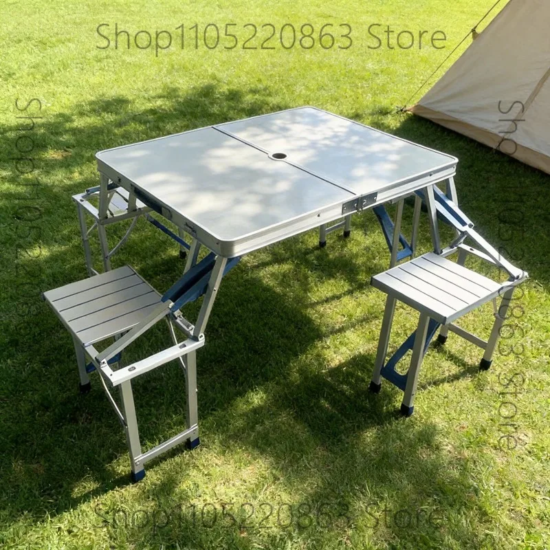 

Outdoor table and chair cover Portable aluminum alloy one-piece table Simple folding chair
