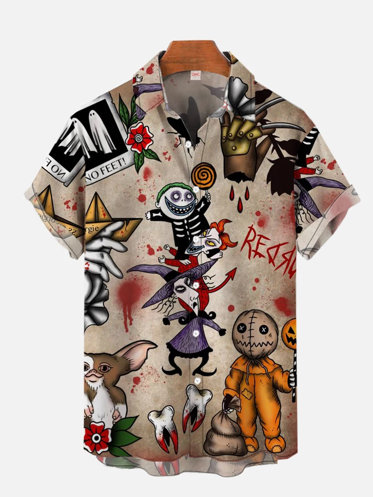 Halloween Men's T-shirt 3D Duckling Horror Pumpkin Print Shirt Men's Summer Casual Short Sleeve Shirt Hip Hop Oversized Shirt