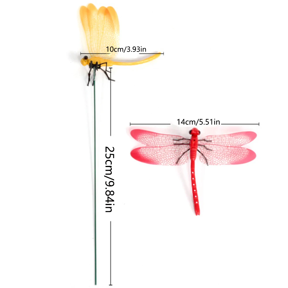 5/10/25PCS 14CM Dragonfly Garden Yard Stake Planter Dragonfly Arrangement Colorful Dragonfly Outdoor Decor Flower Pots Decorati