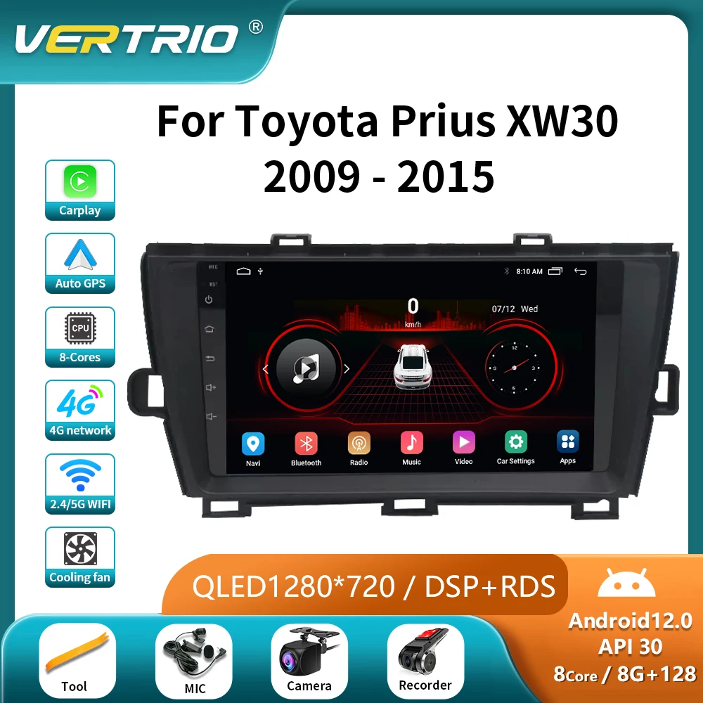 

WIFI DSP Android 12 For Toyota Prius XW30 2009 - 2015 Car Radio Multimedia Video Player GPS Navi Stereo Carplay No 2Din DVD WIFI