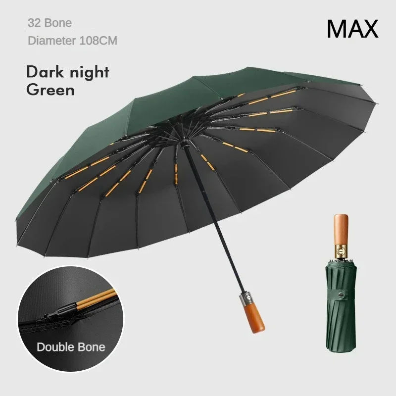 

32 Bone Business Umbrella for Men and Women, Fully Automatic Folding, Windproof Waterproof Sunshade, Large Luxury Umbrellas