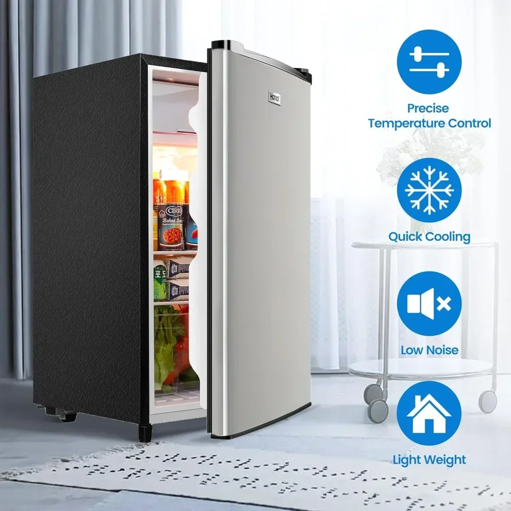 

Mini Fridge with Freezer 3.2 Cu.Ft, Single Door Small Refrigerator, Energy-efficient Low Noise, Compact Fridge for Bedroom Dorm