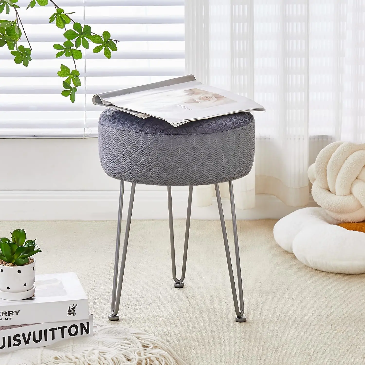 

Cpintltr Vanity Stool Foot Stools Velvet Ottoman Stool Round Ottoman Bench Modern Dressing Stool Small Stool Side Table