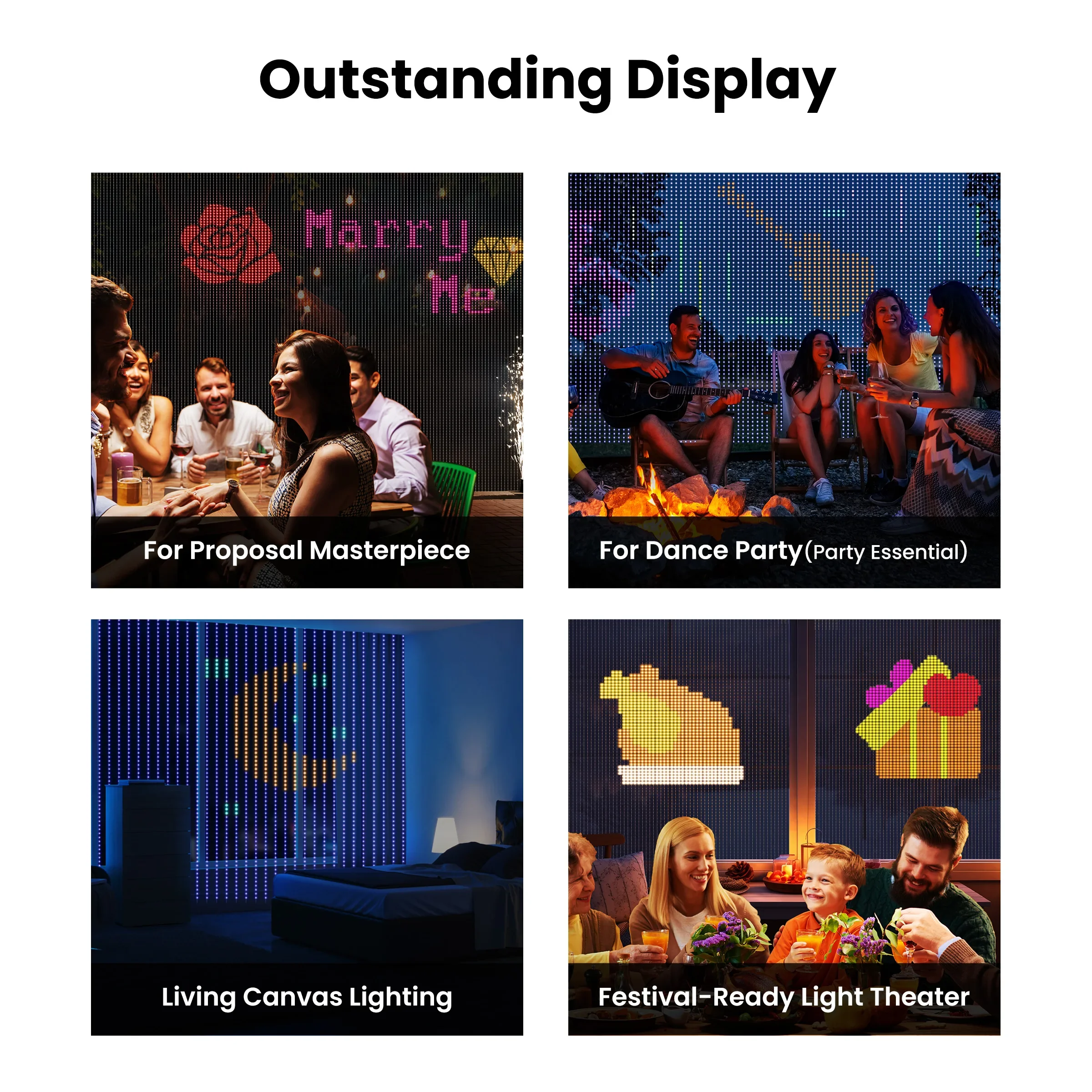 GIRIER Smart Curtain Lights Bluetooth LED Strip Lights RGB DIY Dynamic Lights Support Music Sync Mode for Christmas/Bedroom Deco