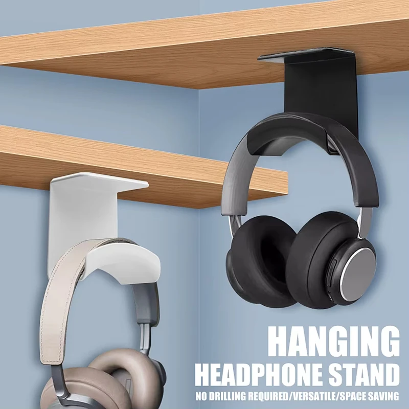 Universal Headphone Stand Adhesive Plastic Wall Mount Hanger Under Desk Headset Rack Holder Support for Gaming Earphone Bracket
