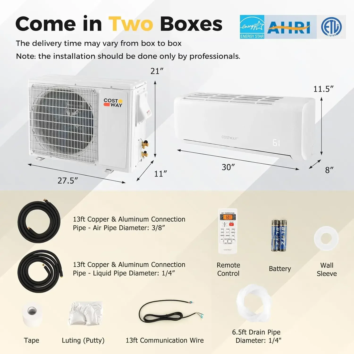 

[Hot Sale, Buy Now!]12000 BTU Mini Split Air Conditioner, with Heat Pump, Energy Star, 21 SEER2 Inverter, Remote Control for Roo