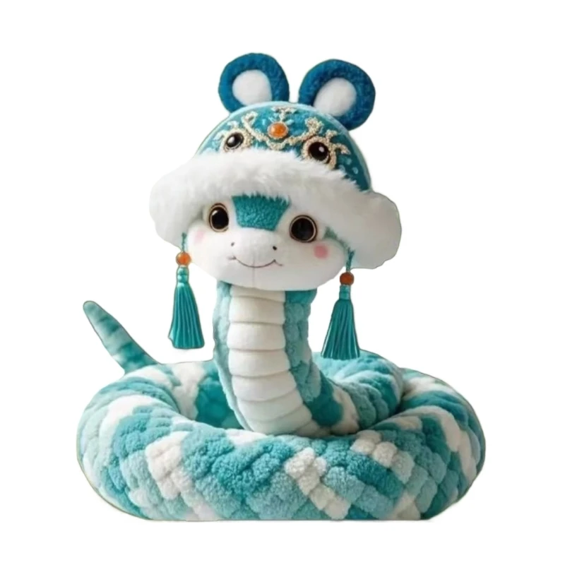 12PD Soft Plushie Snake Year Pillow Bringing Luck Cartoon Cushion for Home Decoration Lover