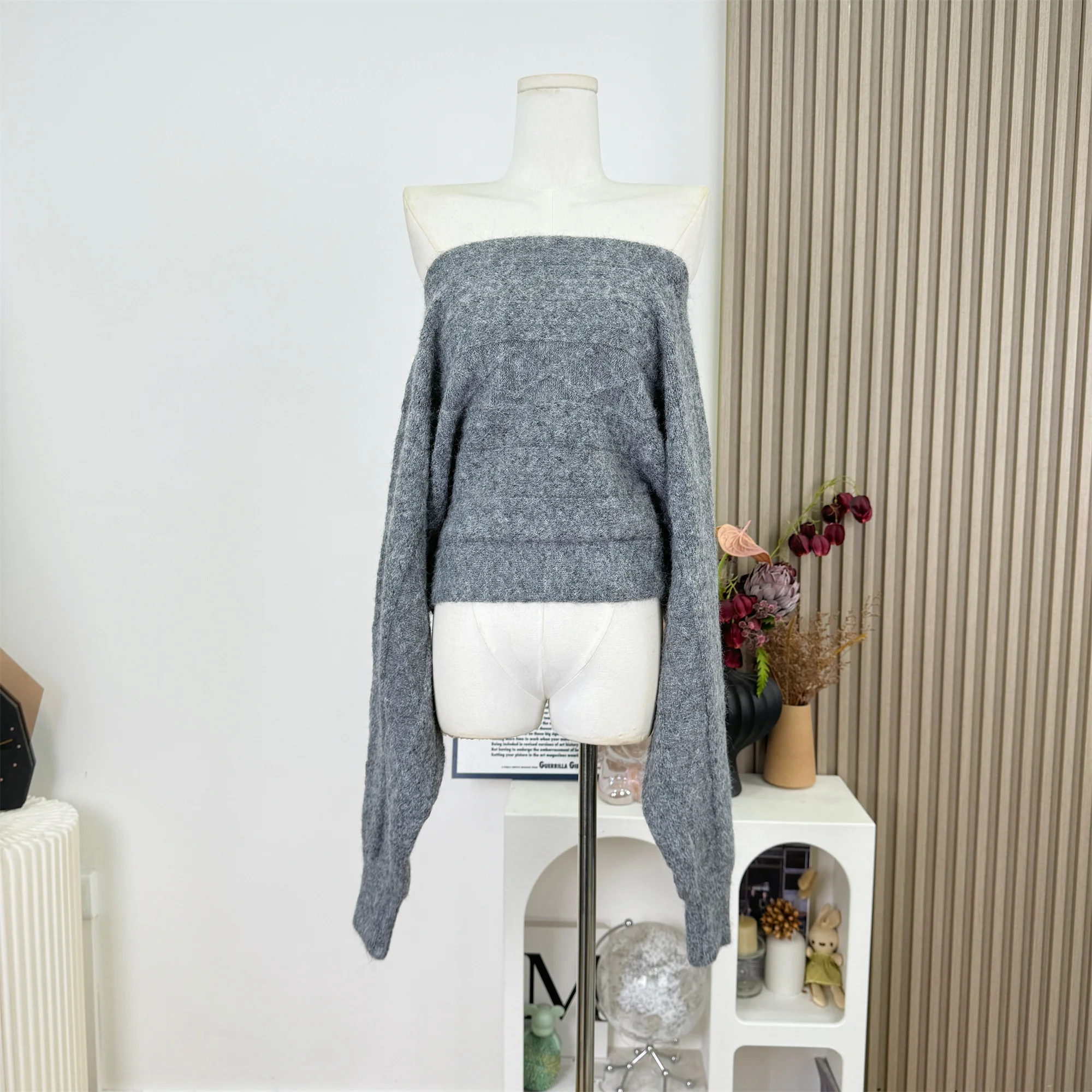 Maglione solido da donna in misto lana moda coreana Y2k manica lunga autunno inverno casual pullover twist allentati C113