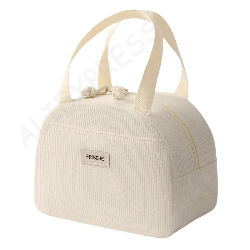 

Stylish Large Capacity Lunch Bag In Cute Floral Corduroy Material With Thermal Insulation