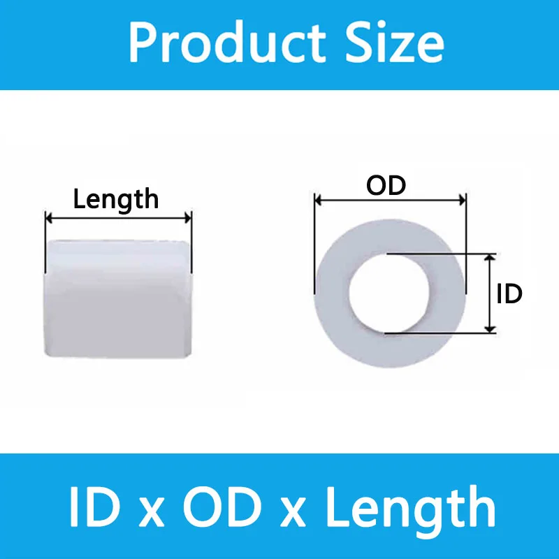 M3 M4 M5 M6 M8 M10 White POM Bushing Washer Round Hollow Unthread Standoff Spacer Sleeve Insulated Plastic Gasket Length 1-20mm