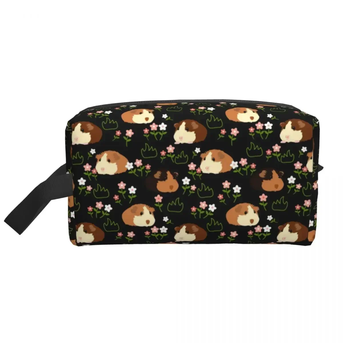 Bolsa de maquillaje de cerdo y flores, organizador de cosméticos de viaje para mujer, bolsas de aseo de almacenamiento de animales Kawaii