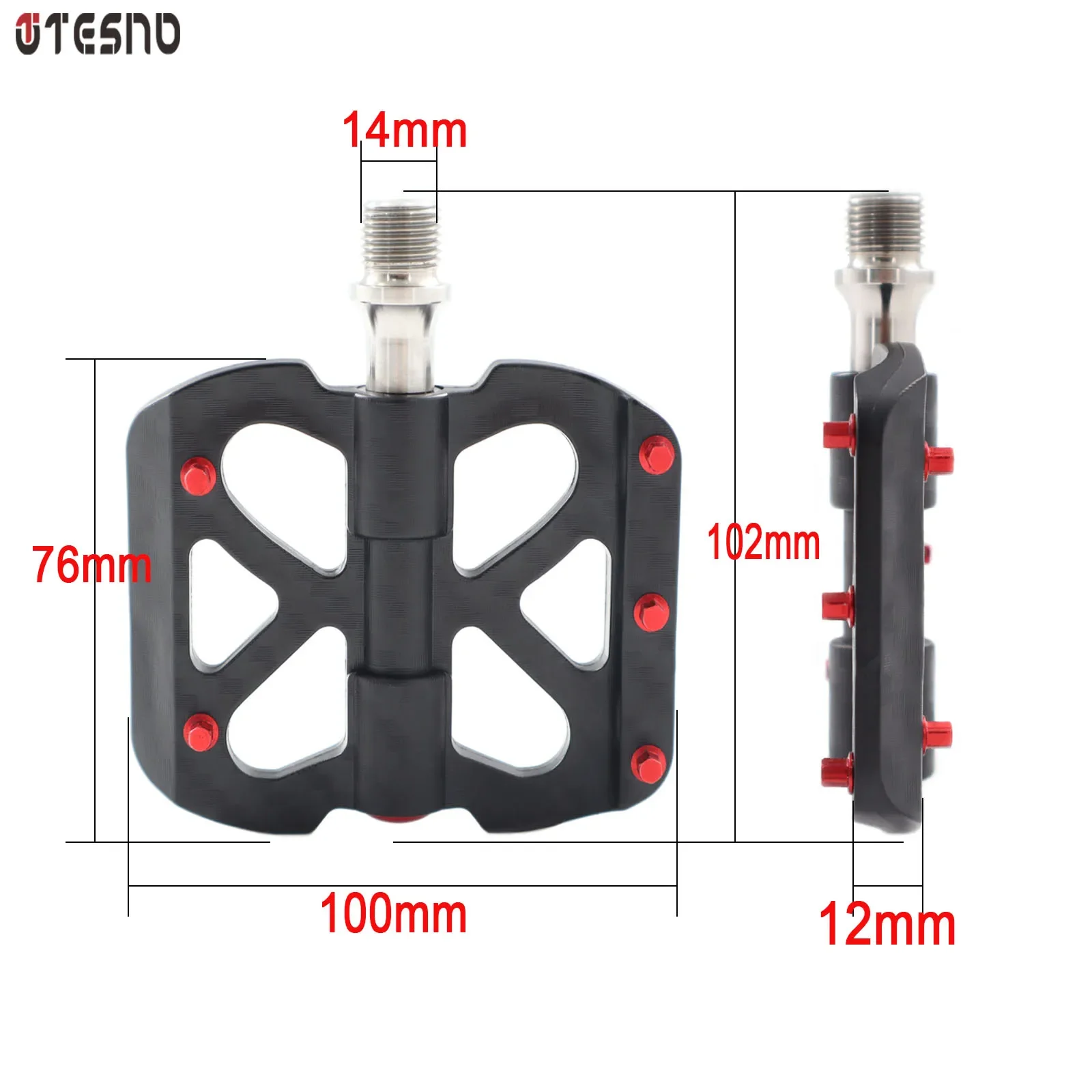 

TESNO Bicycle Pedals Carbon Fiber Pedal 3 Bearing Ultralight MTB road bike Titanium Non-Slip Quick Release 14mm Universal Thread