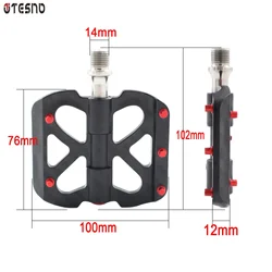 TESNO Bicycle Pedals Carbon Fiber Pedal 3 Bearing Ultralight MTB road bike Titanium Non-Slip Quick Release 14mm Universal Thread