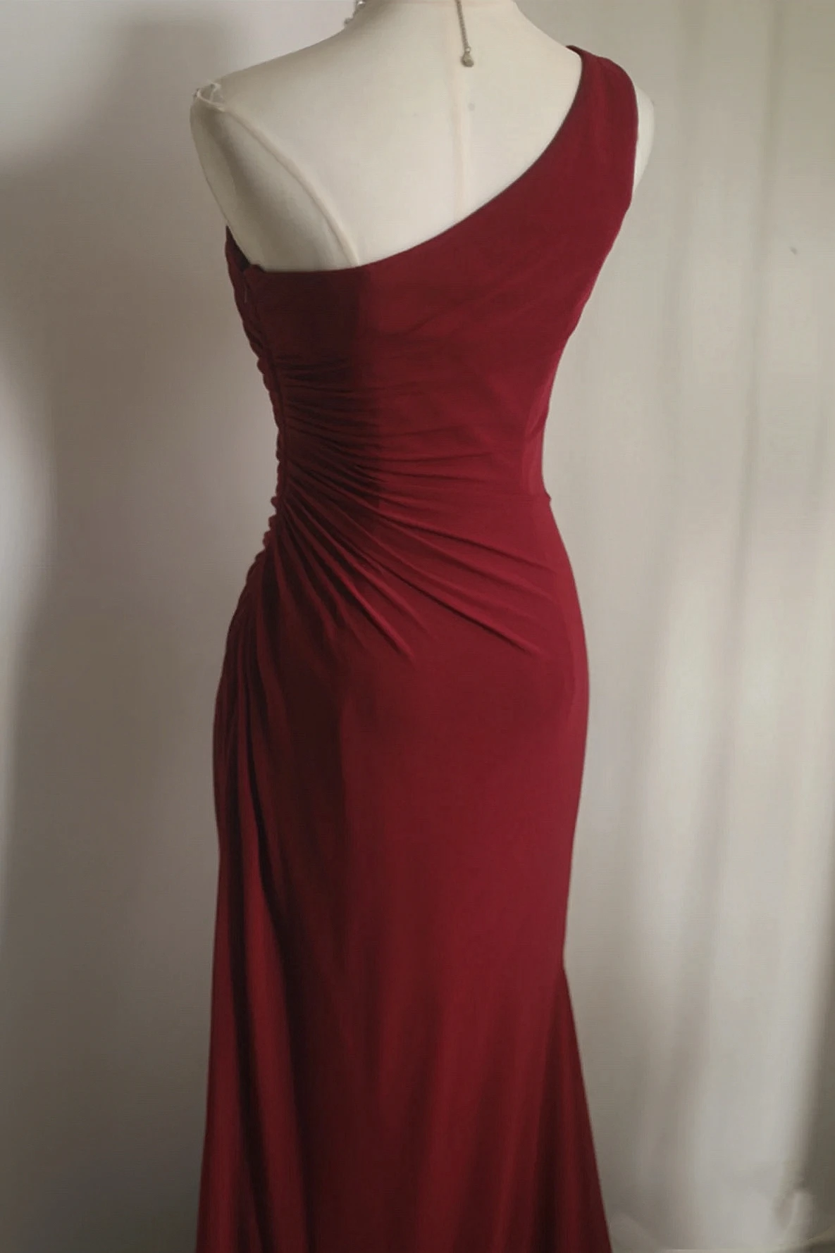 Elegante retro vermelho fishtail vestido de noite um ombro fenda lateral irregular enrugamento anfitrião ocasiões casamento crescido festa de aniversário